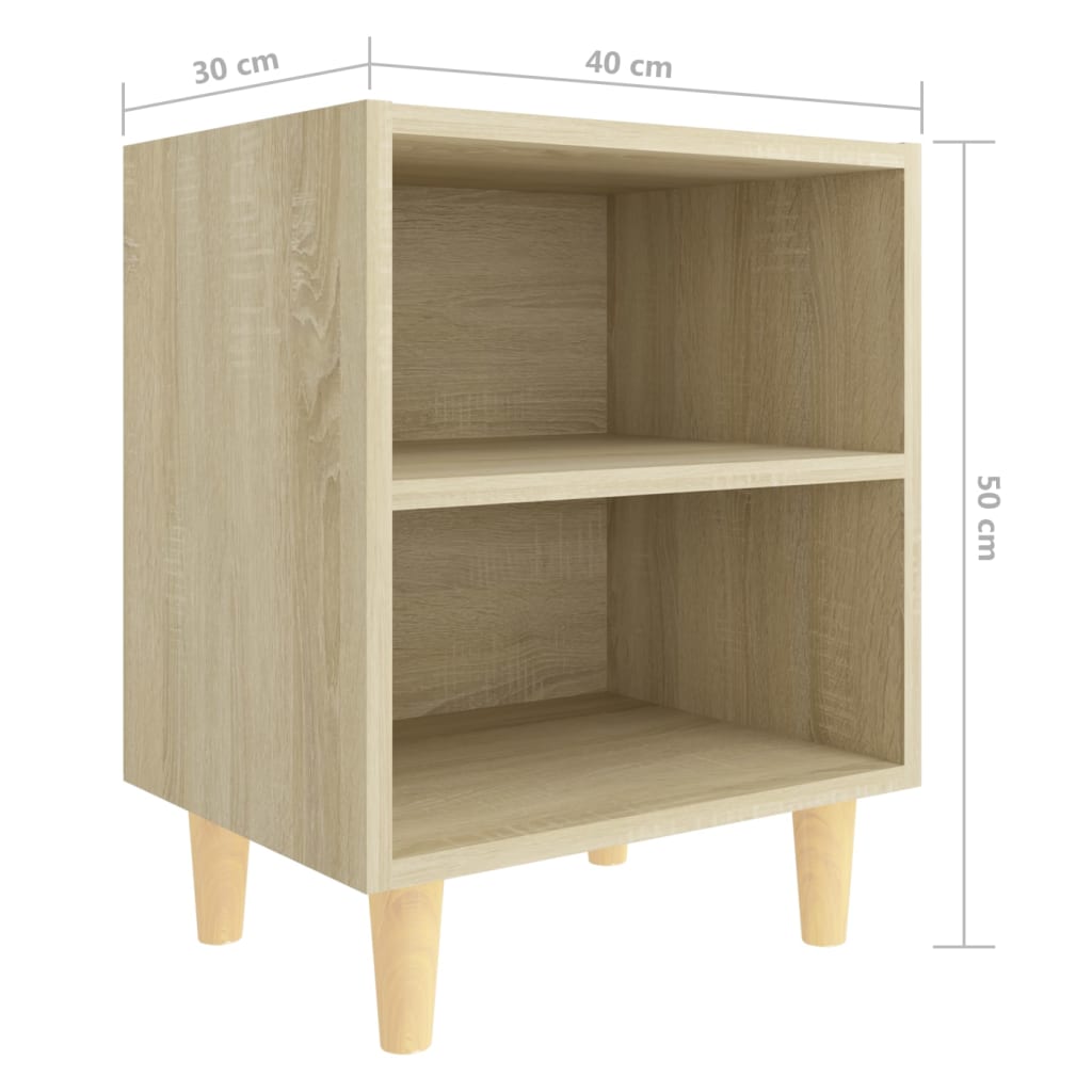 vidaXL Sängbord med ben i massivt trä sonoma-ek 40x30x50 cm