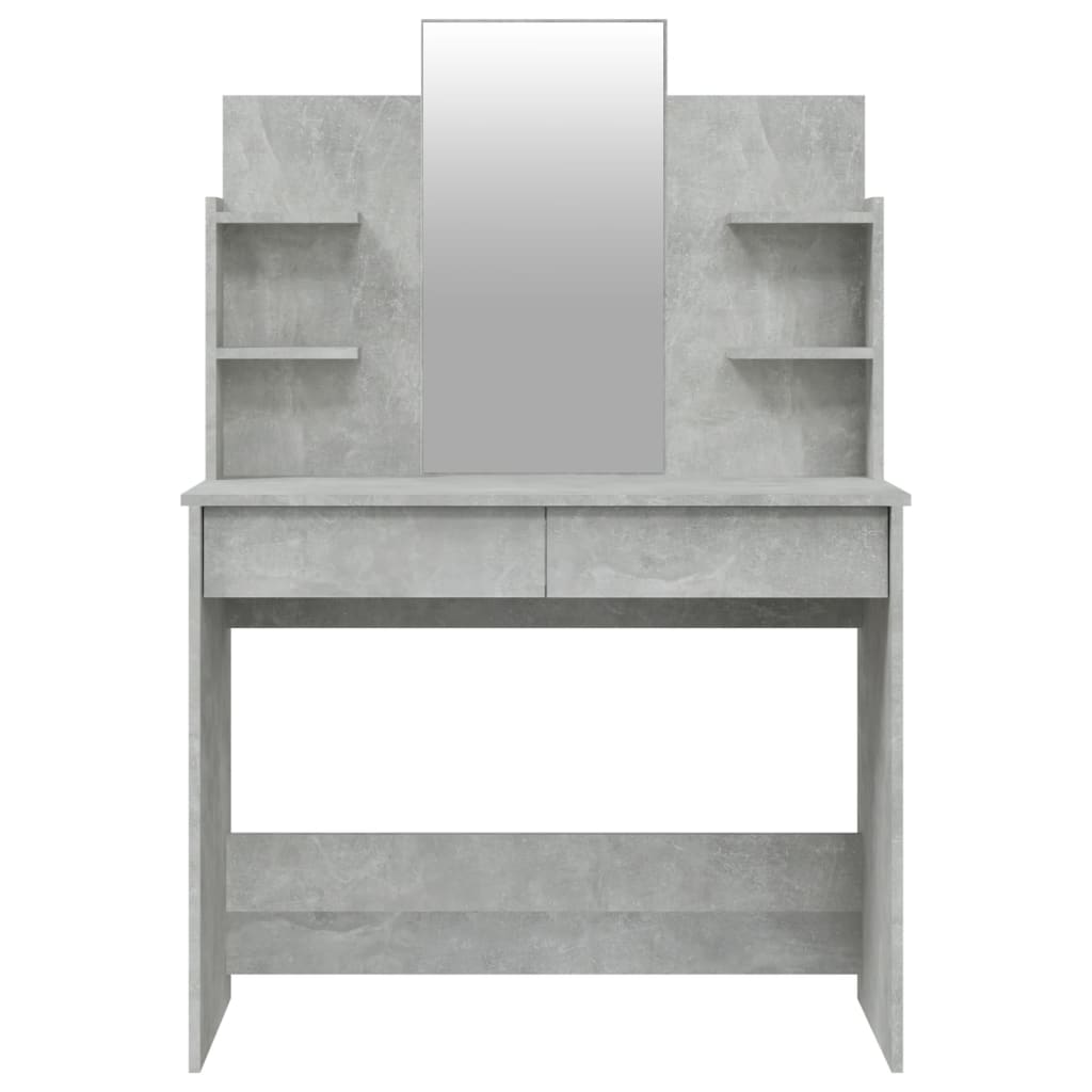 vidaXL Sminkbord med spegel betonggrå 96x40x142 cm