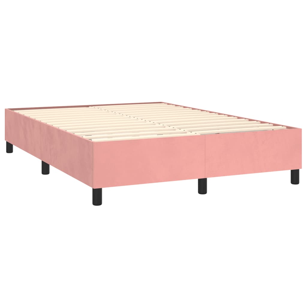 vidaXL Ramsäng med madrass rosa 140x200 cm sammet