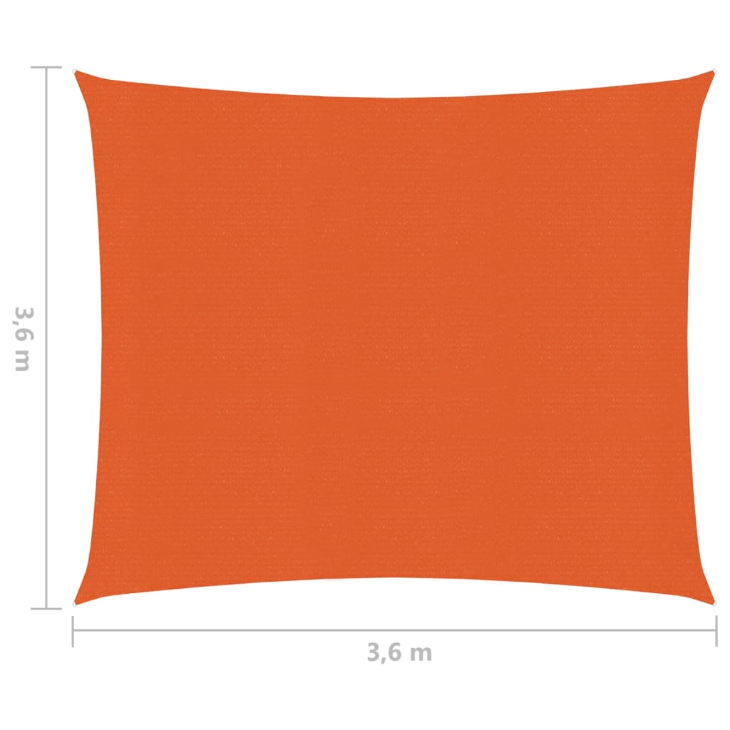 vidaXL Solsegel 160 g/m² orange 3,6x3,6 m HDPE