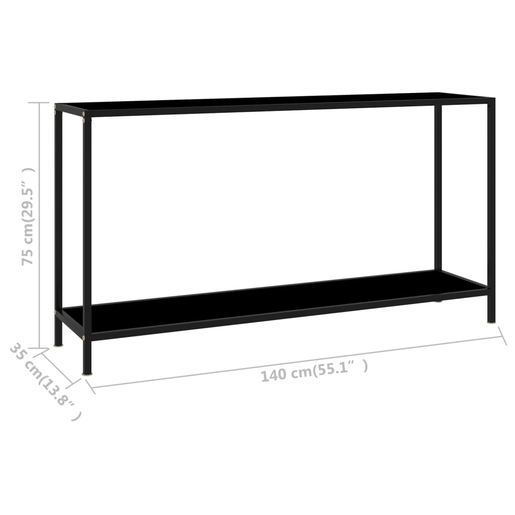 vidaXL Konsolbord svart 140x35x75 cm härdat glas