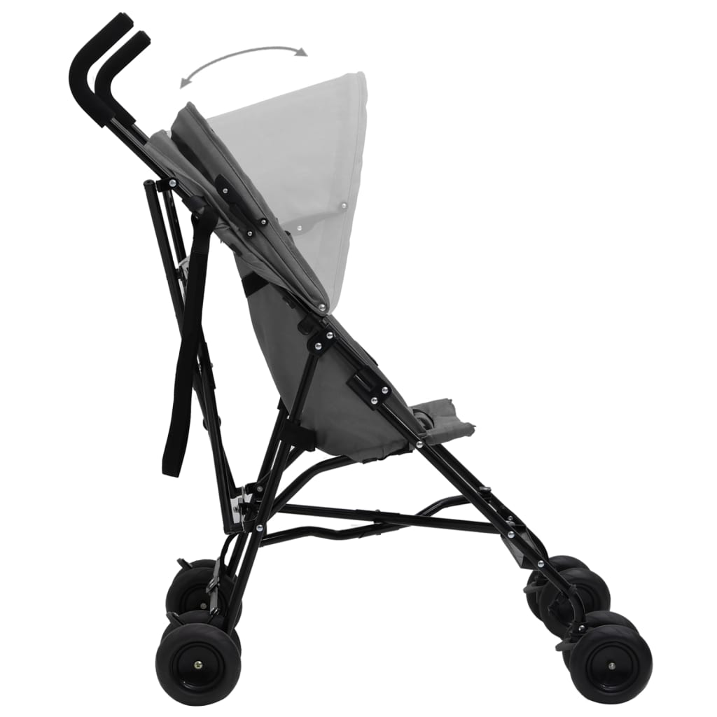 vidaXL Paraplyvagn ljusgrå och svart stål