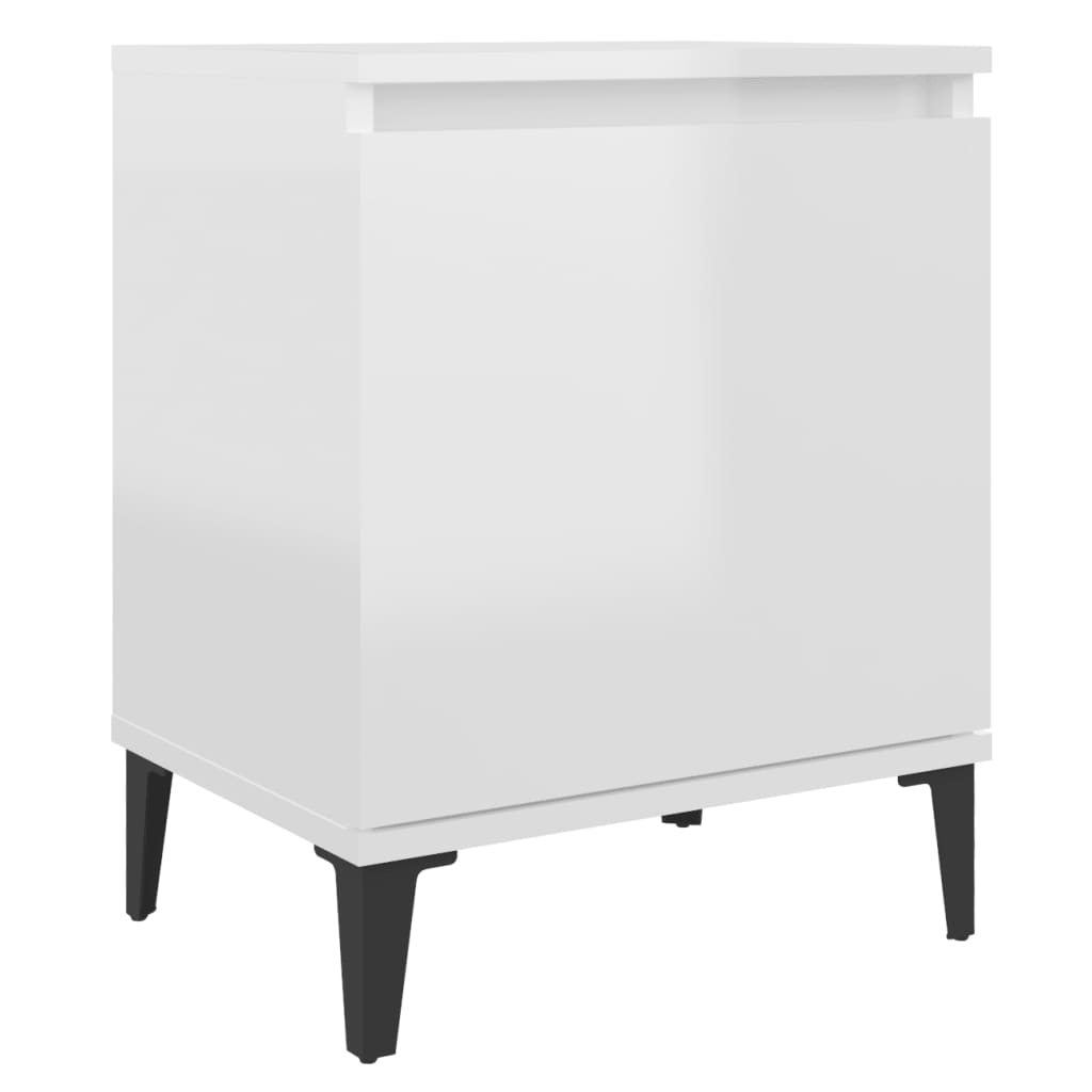 vidaXL Sängbord med metallben vit högglans 40x30x50 cm