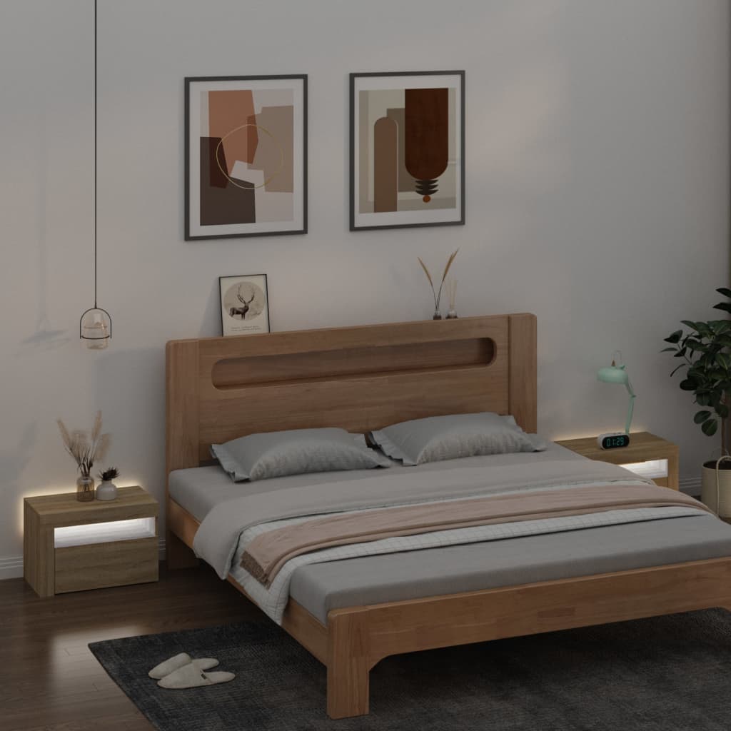 vidaXL Sängbord 2 st med LED-belysning Sonoma ek 60x35x40 cm