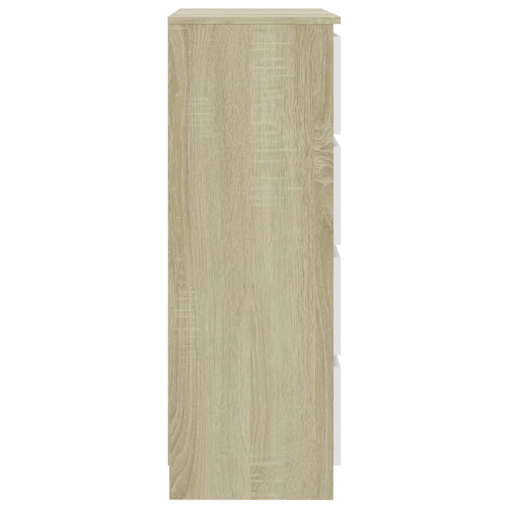 vidaXL Byrå vit och sonoma-ek 60x35x98,5 cm konstruerat trä