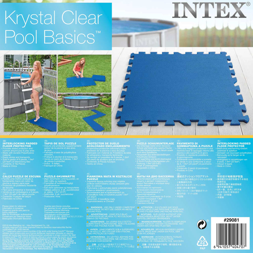Intex Golvskydd för pool 8 st 50x50 cm blå