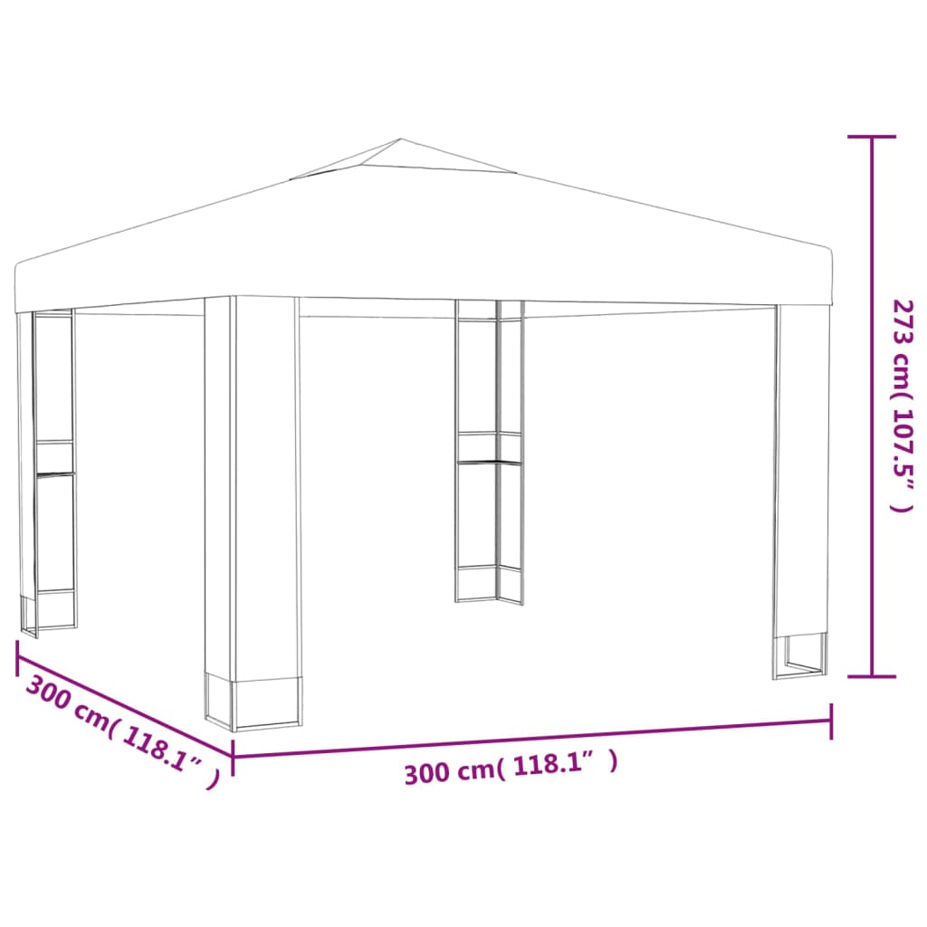 vidaXL Paviljong dubbla tak 3x3x2,7 m taupe 180 g/m²