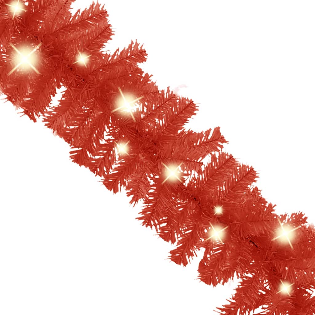 vidaXL Julgirlang med LED-lampor 10 m röd