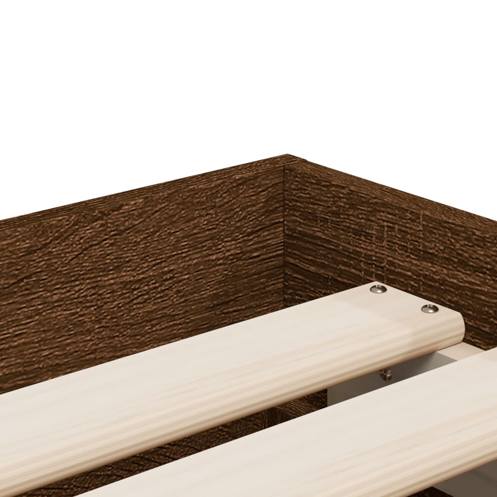 vidaXL Sängram med lådor brun ek 75x190 cm konstruerad trä