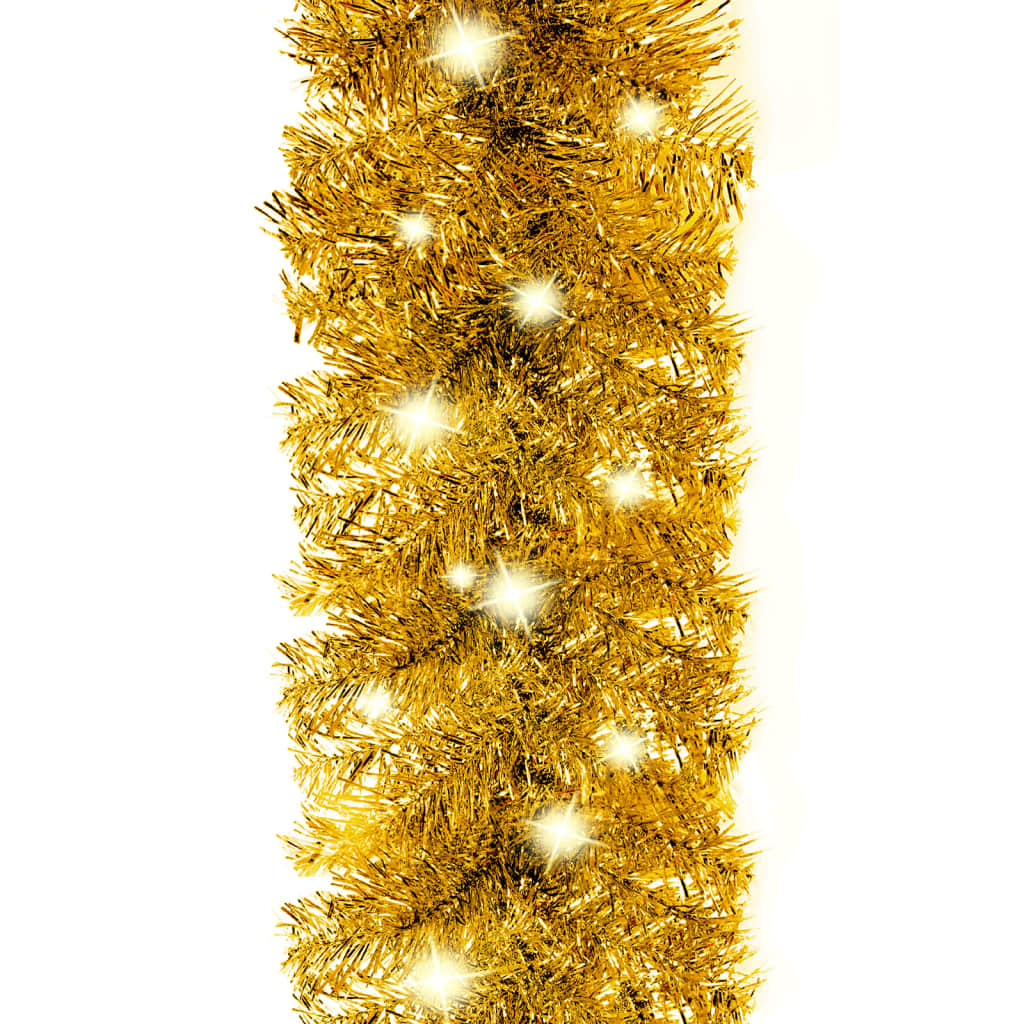 vidaXL Julgirlang med LED-lampor 10 m guld