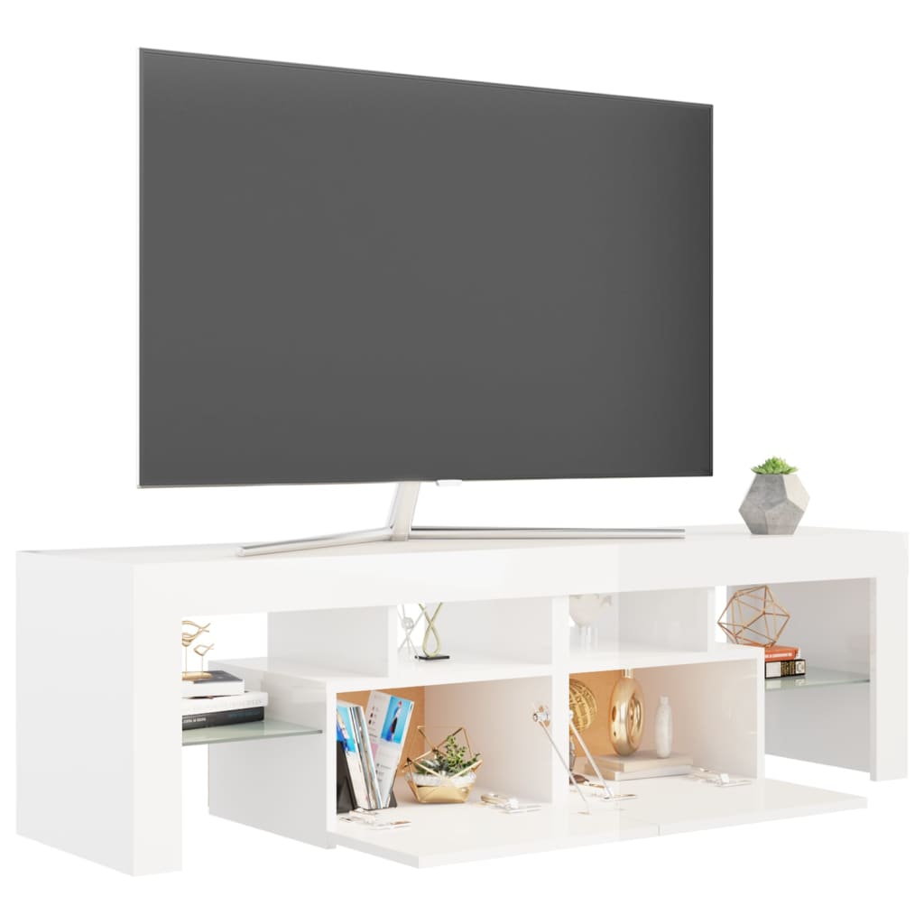 vidaXL Tv-bänk med LED-belysning vit högglans 140x36,5x40 cm