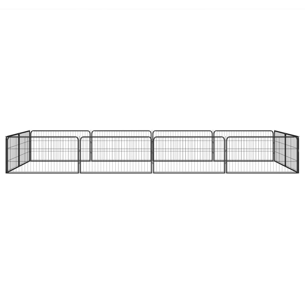 vidaXL Hundbur 12 paneler svart 100x50 cm pulverlackerat stål