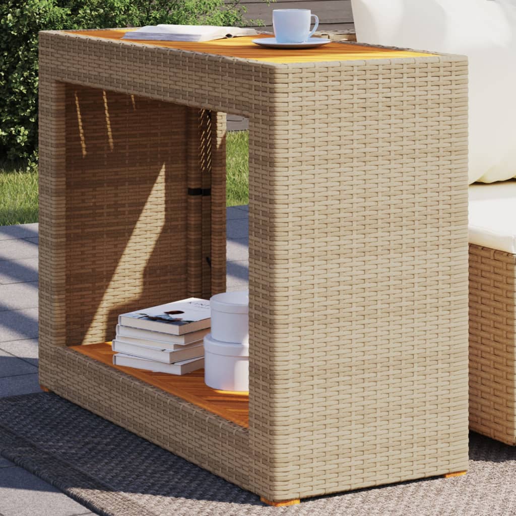 vidaXL Trädgårdsbord med träskiva beige 100x40x75 cm konstrotting