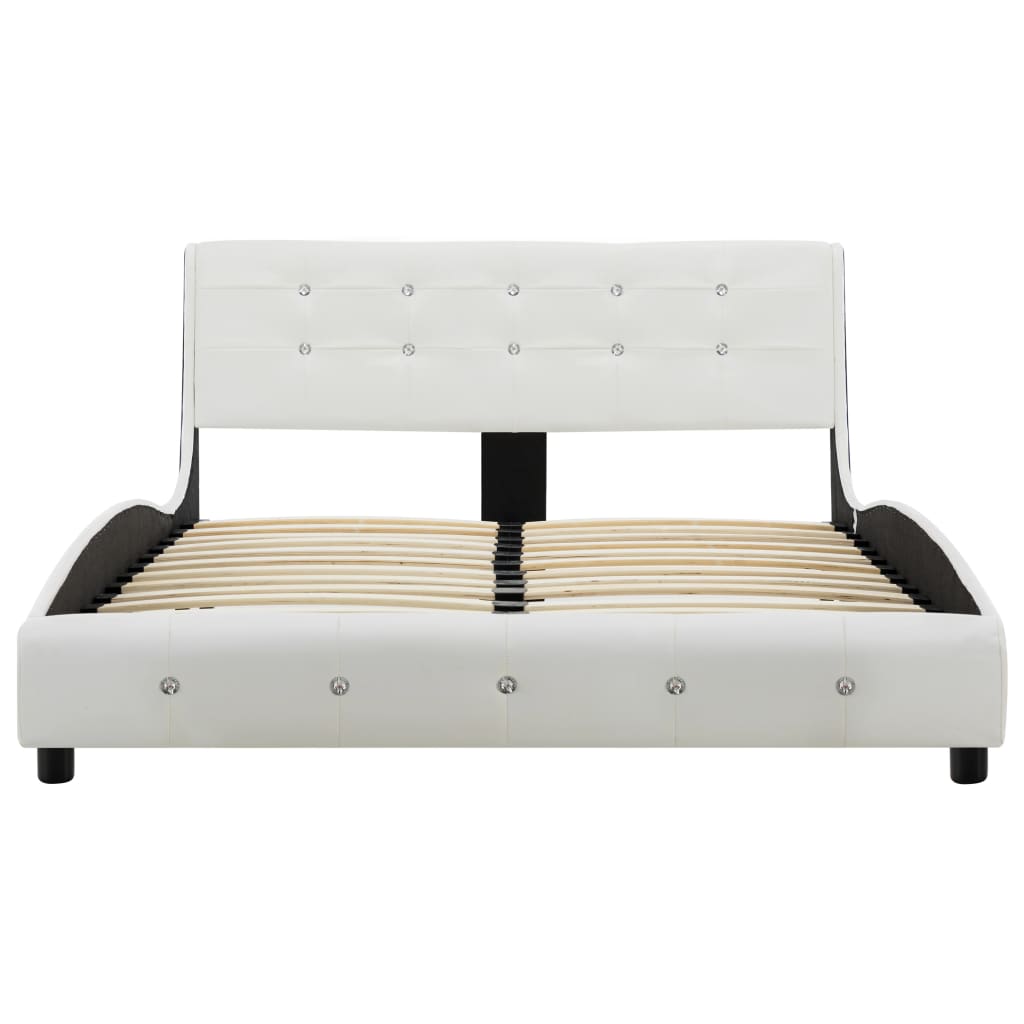vidaXL Säng med madrass vit konstläder 120x200 cm