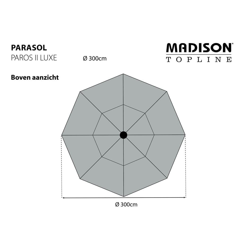Madison Parasoll Paros II Luxe 300 cm grå