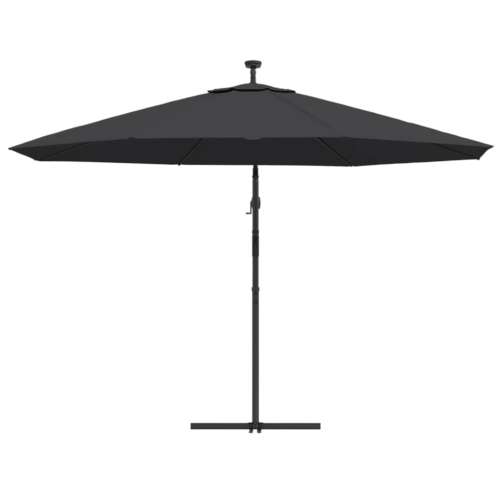 vidaXL Frihängande parasoll med LED svart 350 cm