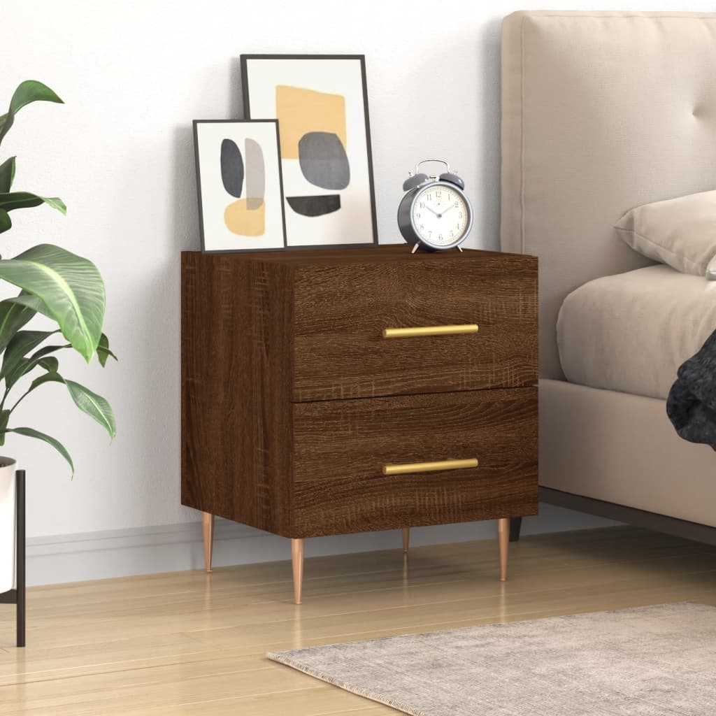 vidaXL Sängbord brun ek 40x35x47,5 cm konstruerat trä