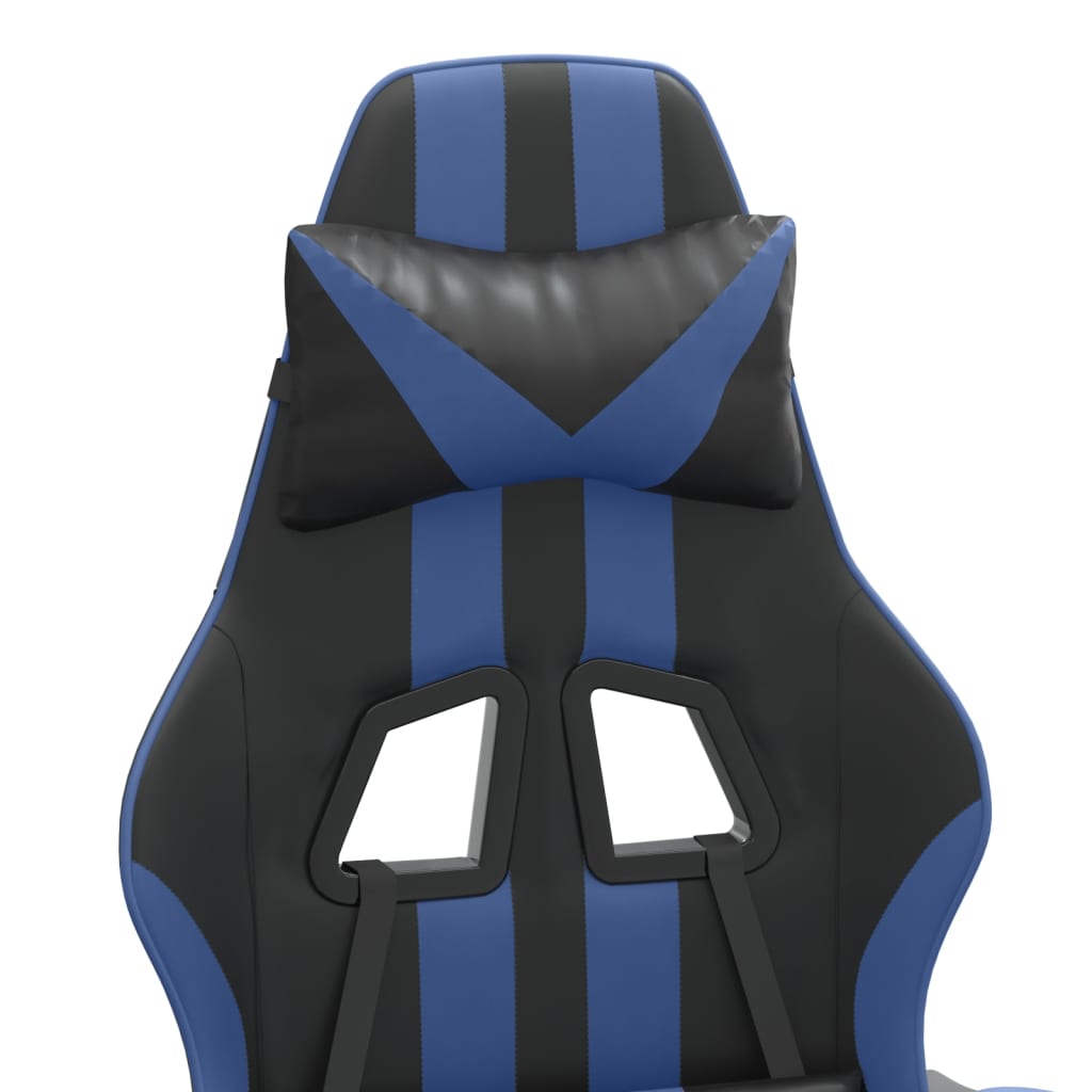 vidaXL Gamingstol och fotstöd svart och blå konstläder