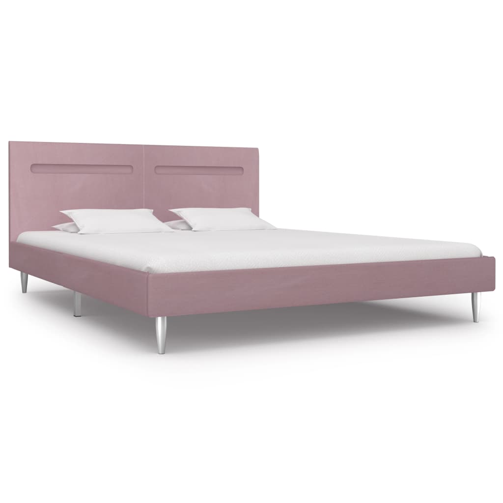 vidaXL Sängram med LED rosa tyg 180x200 cm