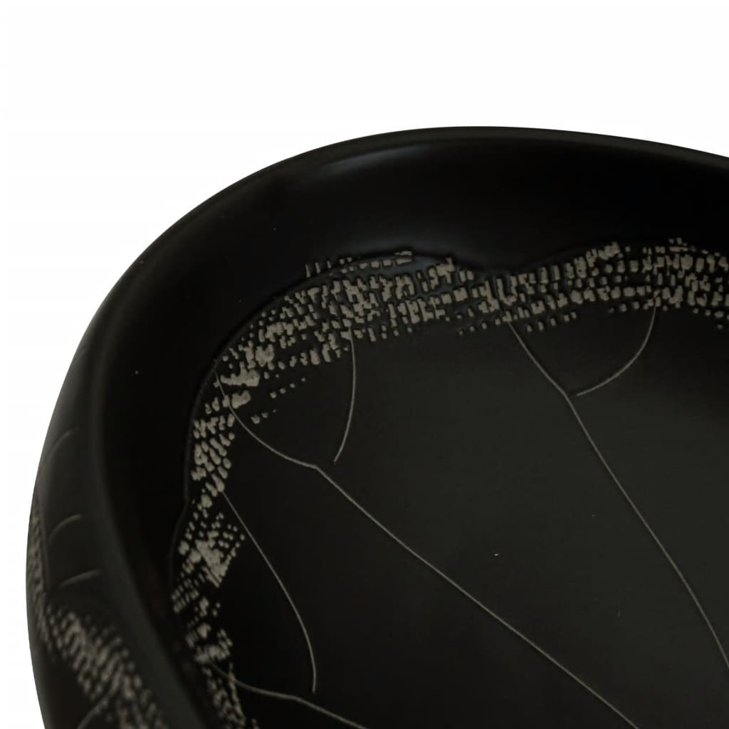 vidaXL Handfat svart oval 59x40x15 cm keramik