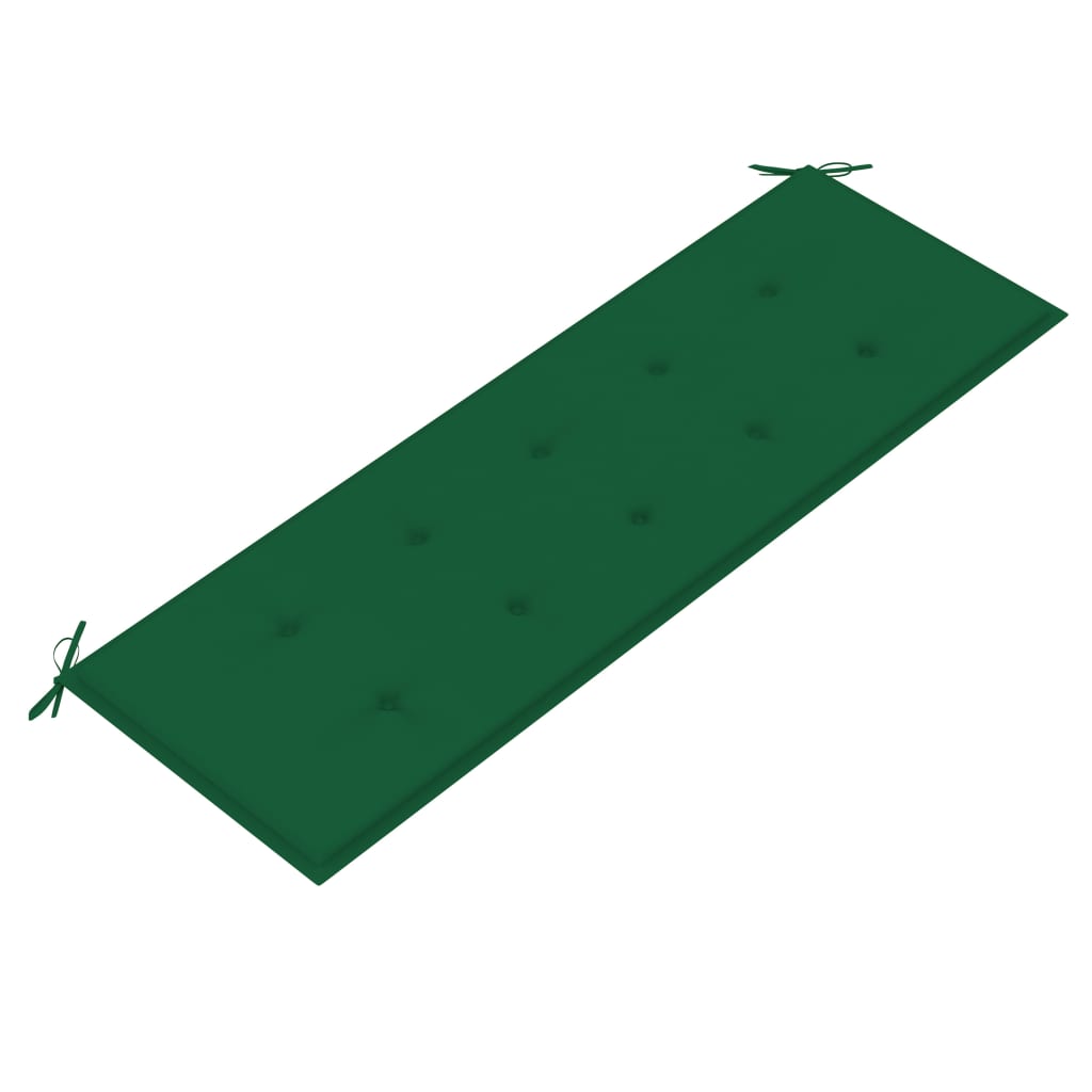 vidaXL Bataviabänk med grön dyna 150 cm massiv teak
