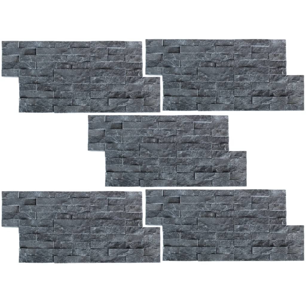 vidaXL Väggbeklädnad paneler 5 st svart marmor 0,5 m²