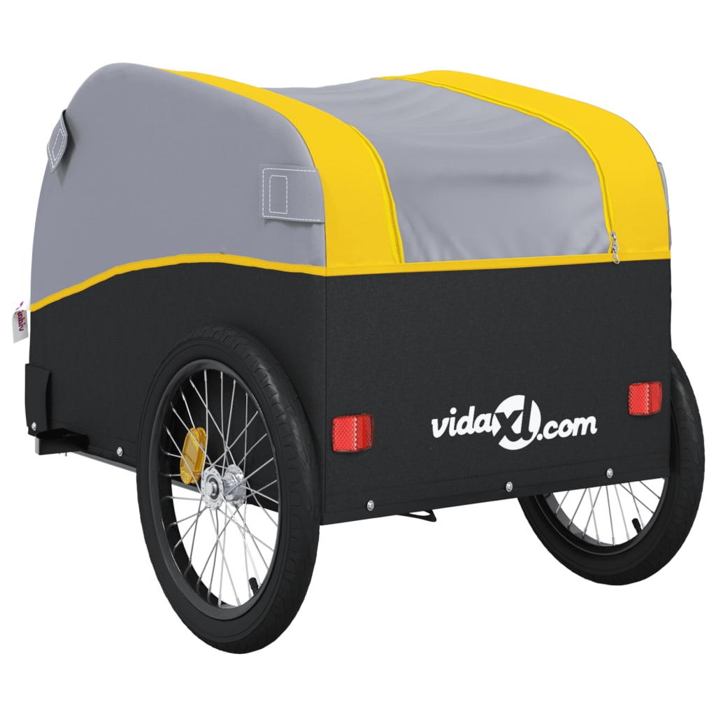 vidaXL Cykelvagn svart och gul 30 kg järn