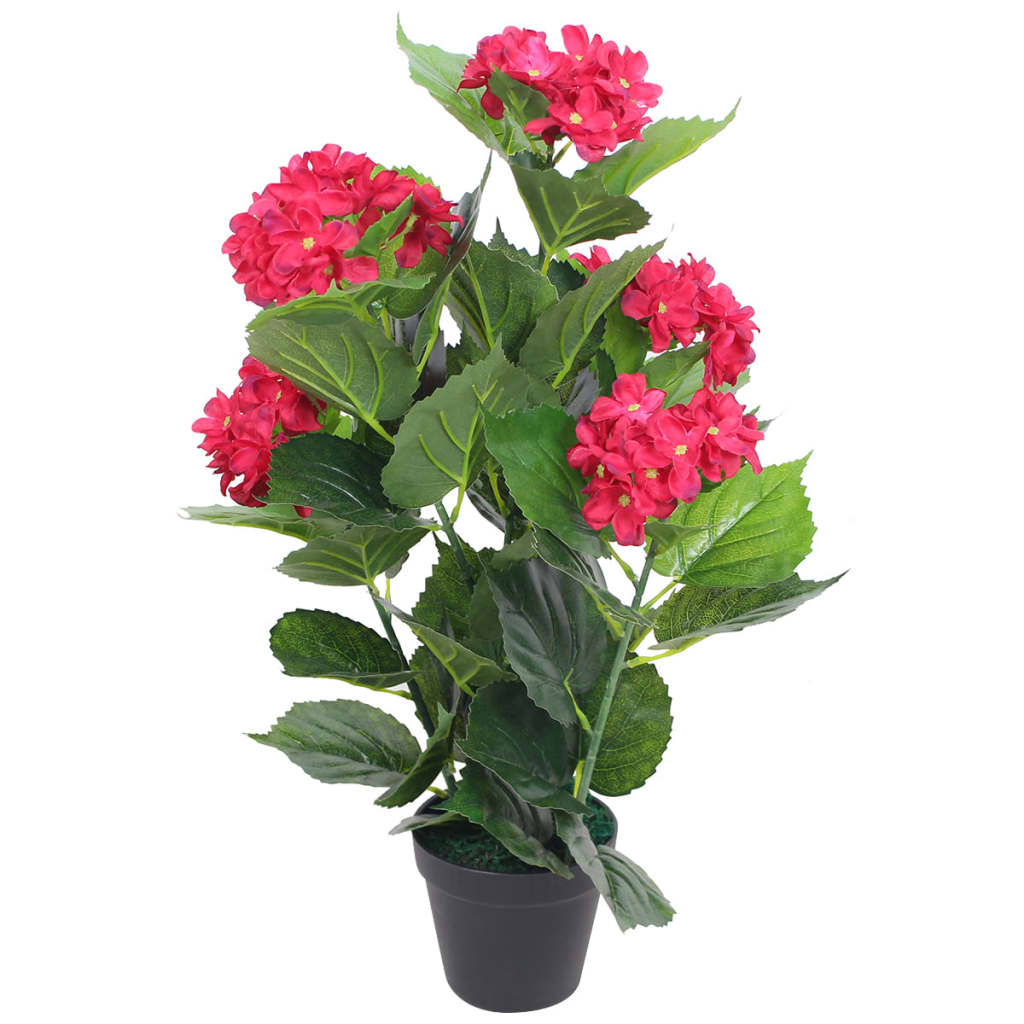vidaXL Konstväxt Hortensia med kruka 60 cm röd