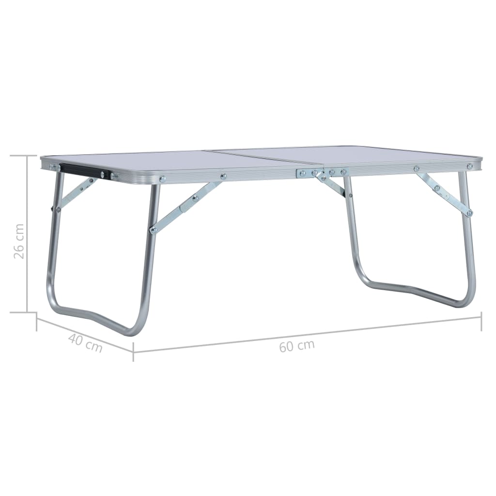 vidaXL Hopfällbart campingbord vit aluminium 60x40 cm