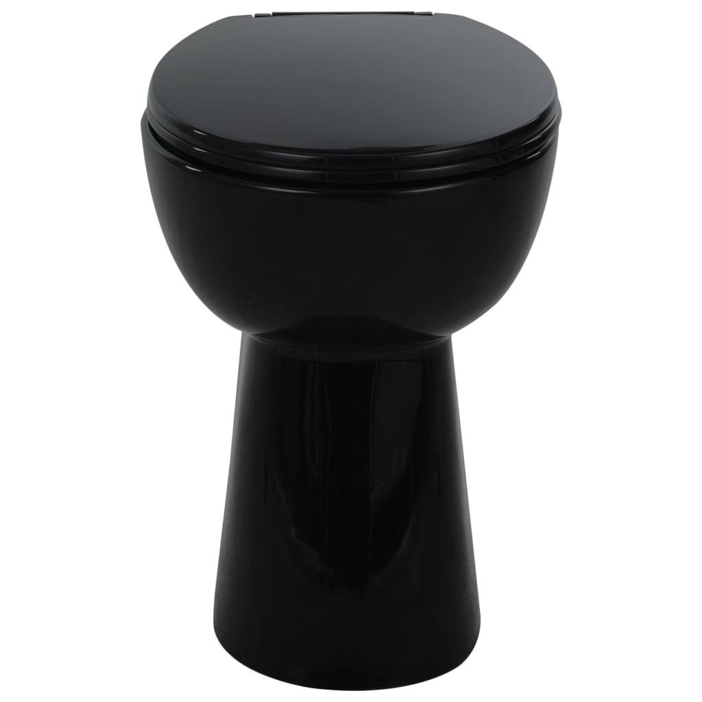 vidaXL Hög toalettstol 7 cm utan spolkant mjuk stängning keramik svart