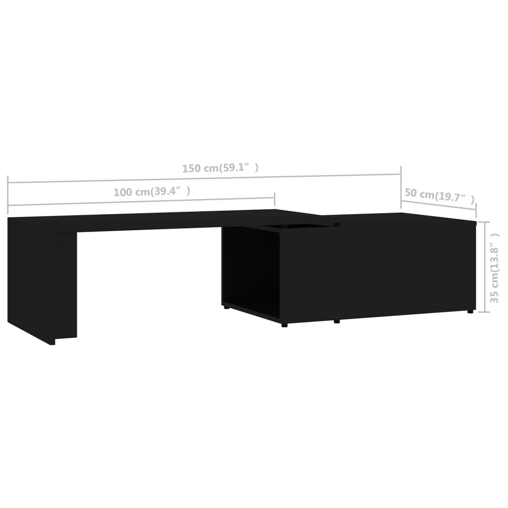 vidaXL Soffbord svart 150x50x35 cm konstruerat trä