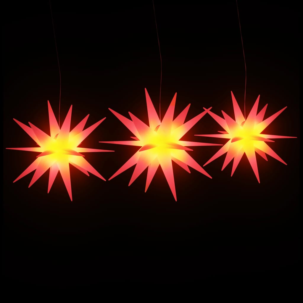 vidaXL Stjärnor med LED-belysning 3 st vikbar röd