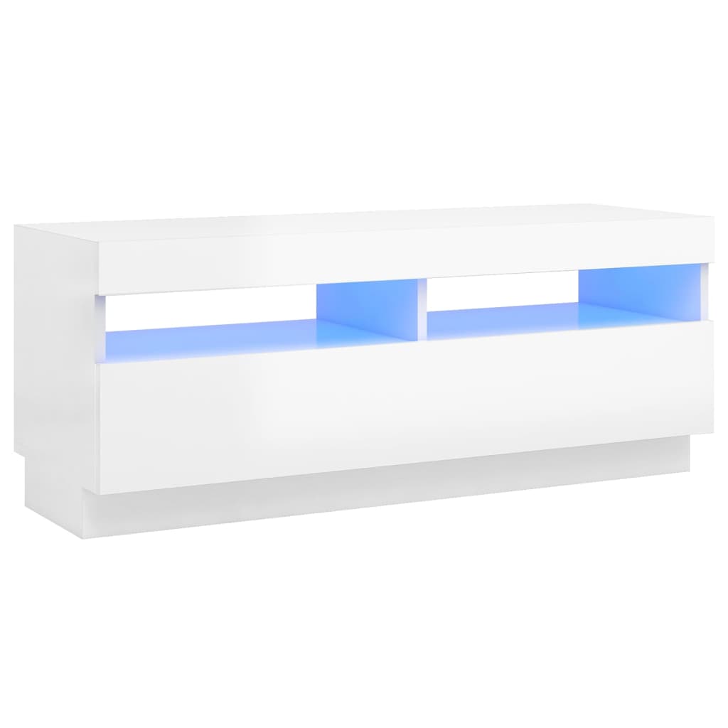 vidaXL TV-bänk med LED-belysning vit högglans 100x35x40 cm