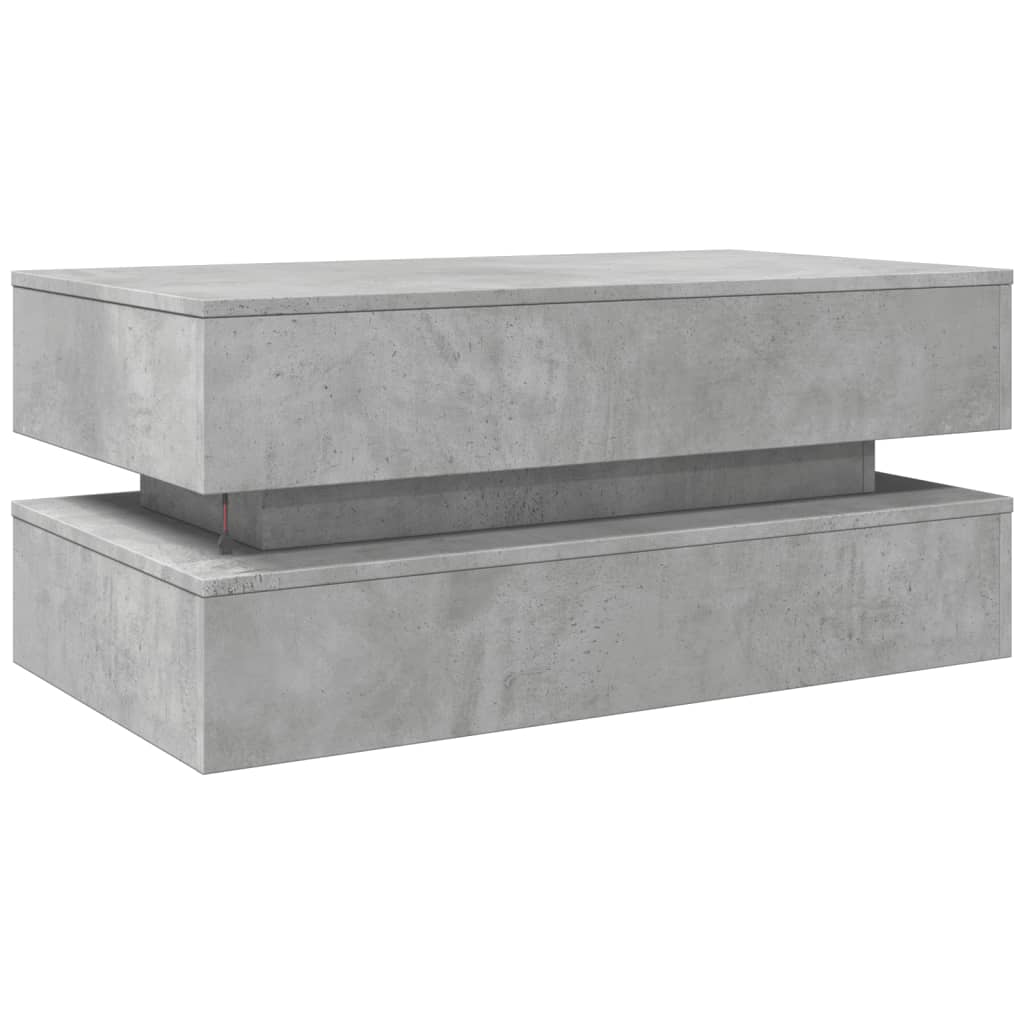 vidaXL Soffbord med LED betonggrå 90x50x40 cm