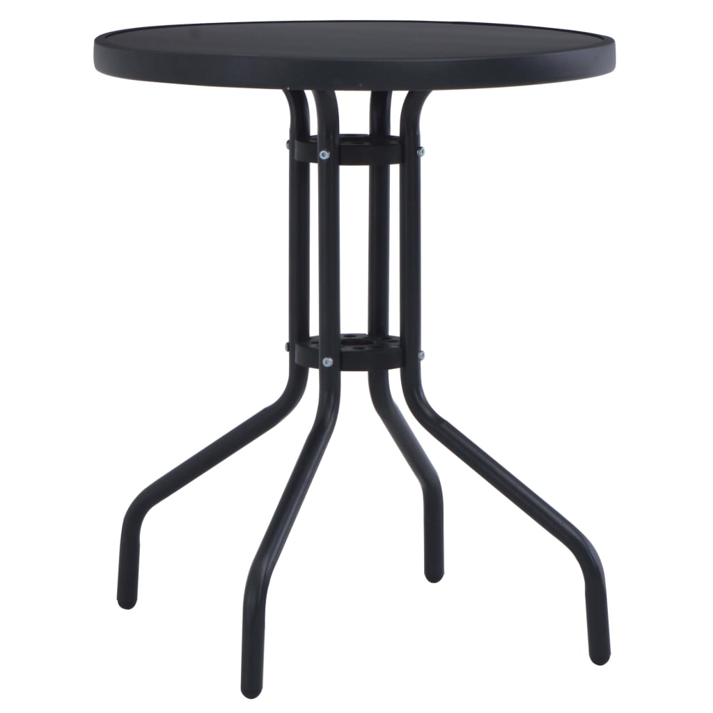 vidaXL Trädgårdsbord svart 60 cm stål och glas