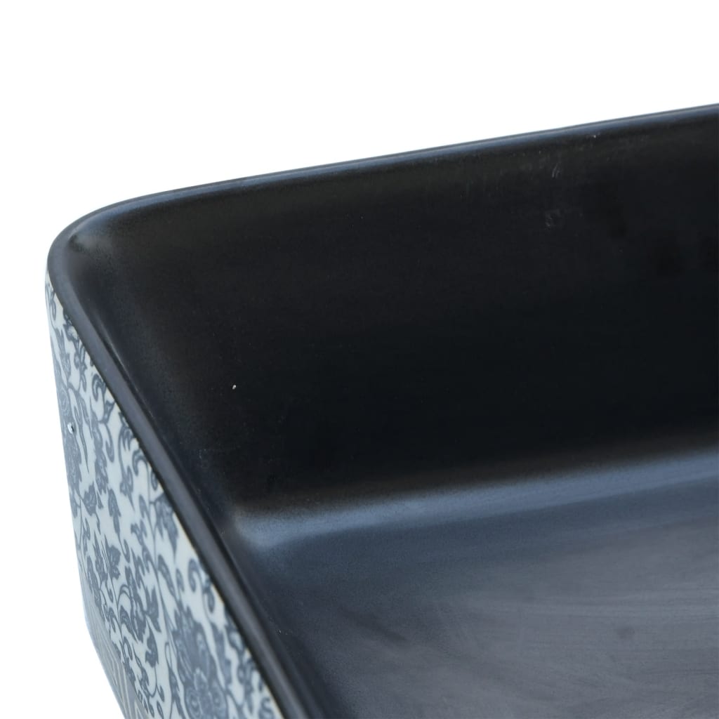 vidaXL Handfat svart och blå rektangulär 46x35,5x13 cm keramik