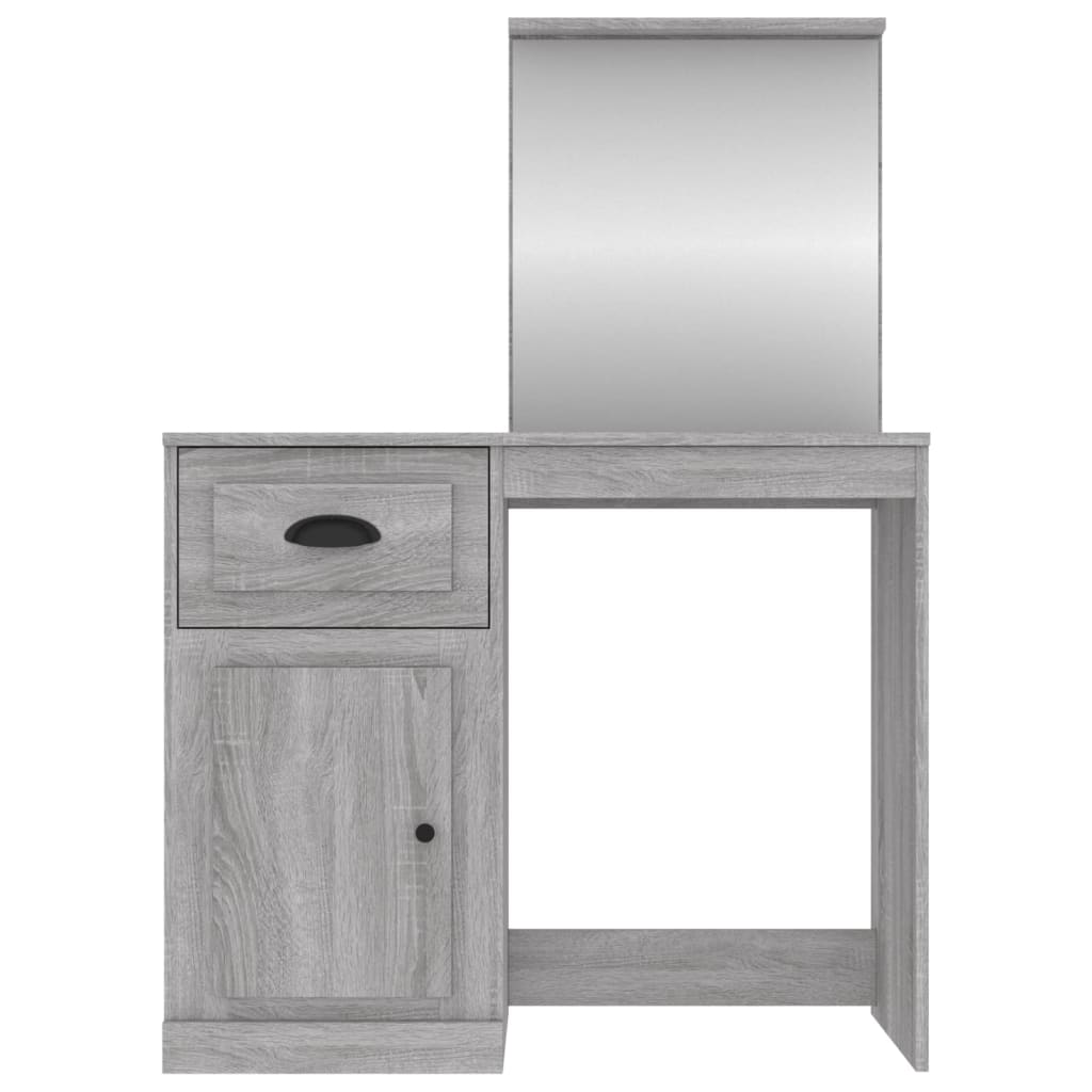 vidaXL Sminkbord med spegel grå sonoma 90x50x132,5 cm konstruerat trä