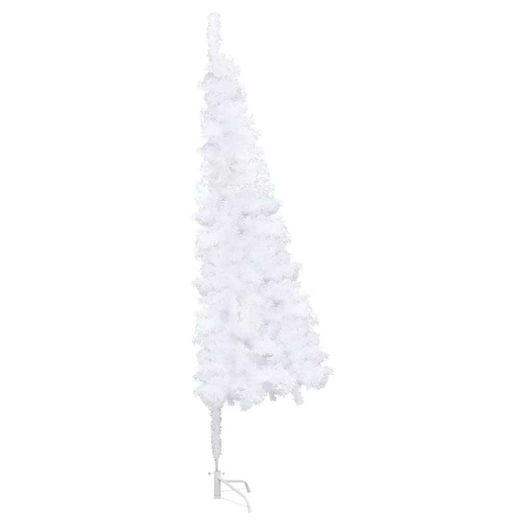 vidaXL Plastgran för hörn med LED och julgranskulor vit 240 cm PVC