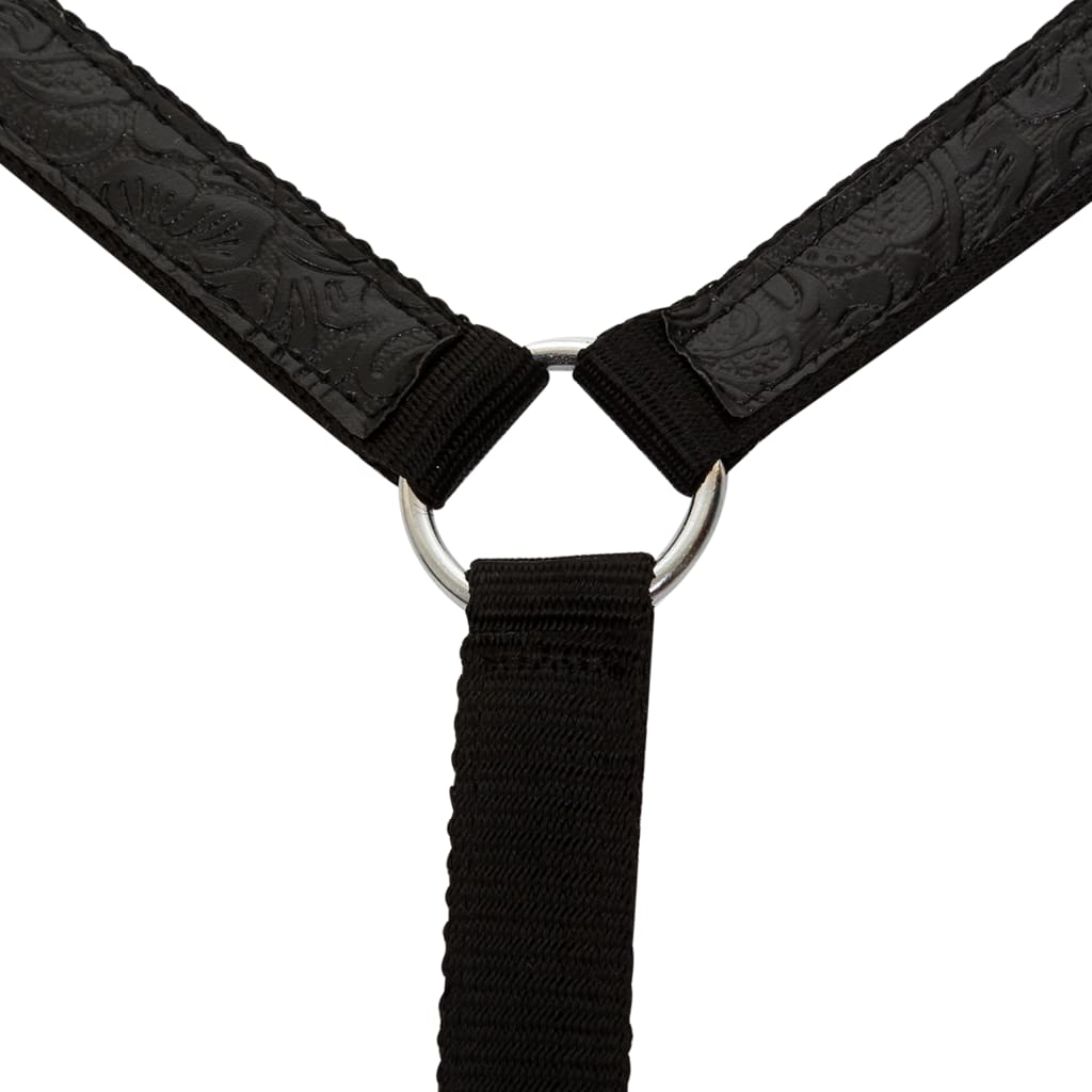 vidaXL Westernsadel träns&halsband äkta läder 17" svart
