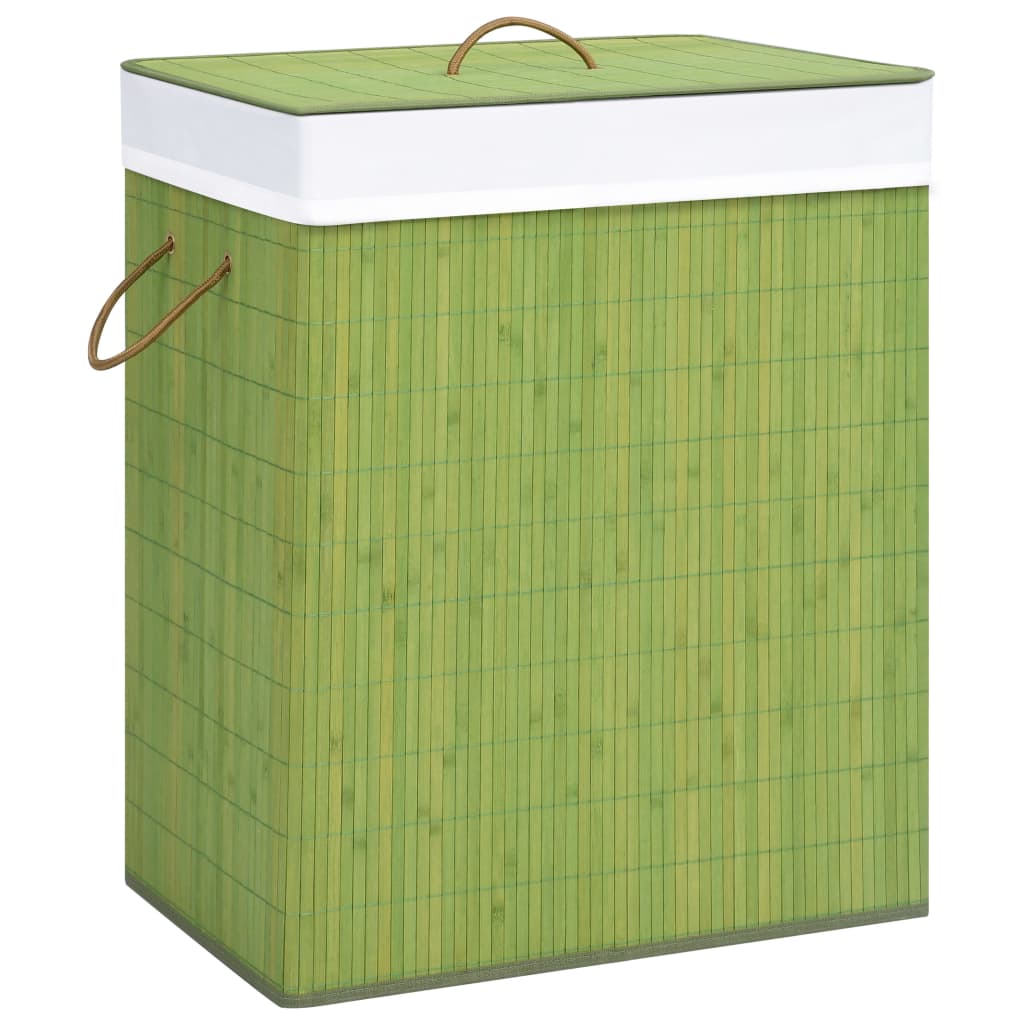 vidaXL Tvättkorg bambu med 2 sektioner grön 100 L