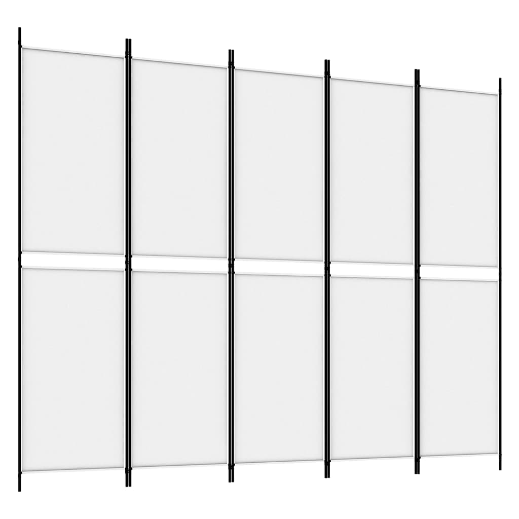 vidaXL Rumsavdelare 5 paneler vit 250x200 cm tyg