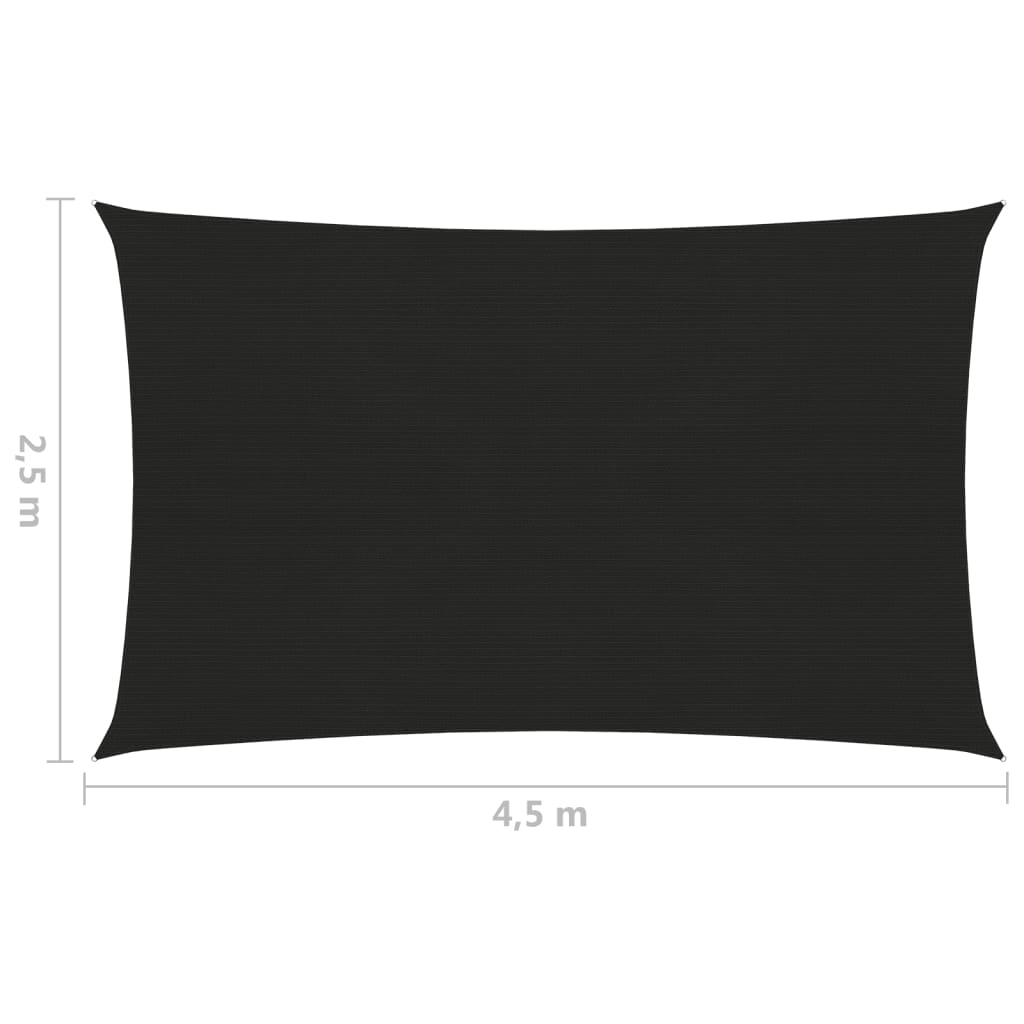 vidaXL Solsegel 160 g/m² svart 2,5x4,5 m HDPE