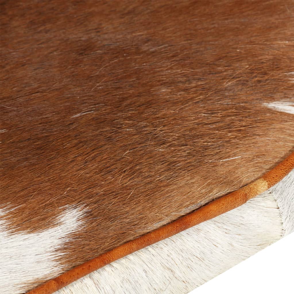 vidaXL Öronlappsfåtölj brun och vit äkta hårigt läder