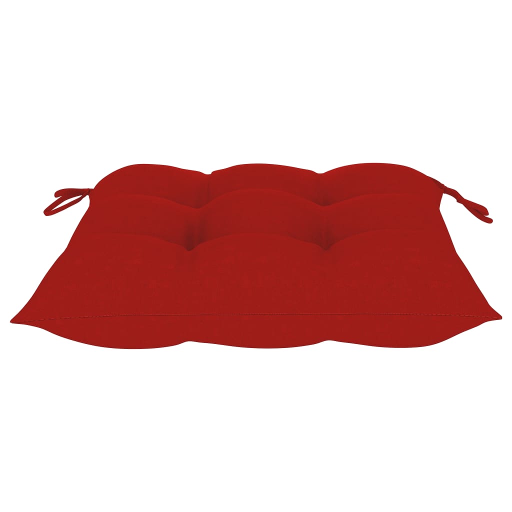 vidaXL Matstolar 4 st med röda dynor massiv teak