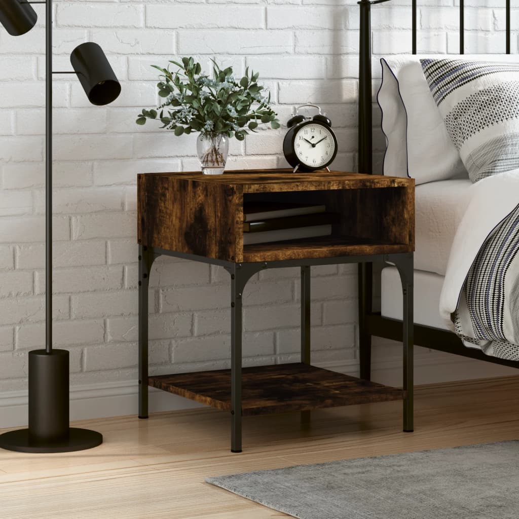 vidaXL Sängbord rökfärgad ek 40x41x50 cm konstruerat trä
