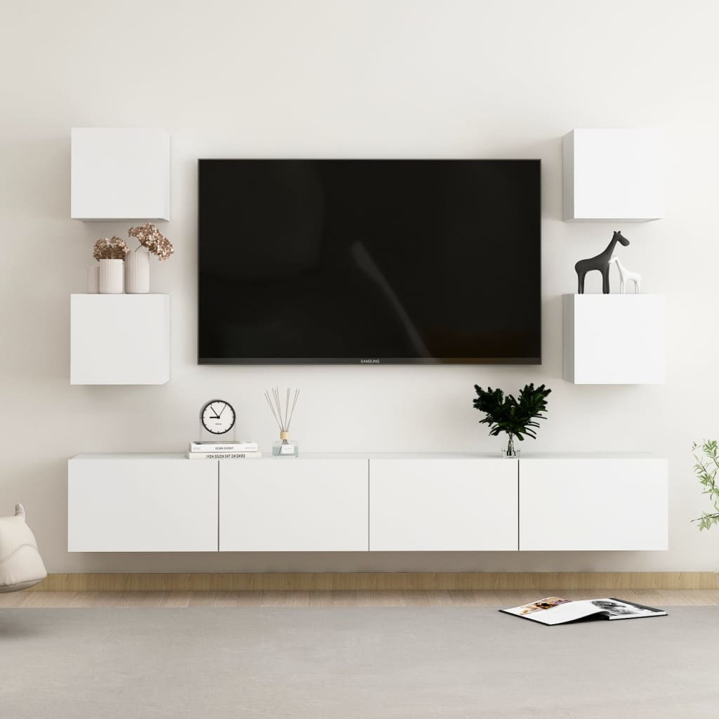 vidaXL TV-skåp 6 delar vit konstruerat trä