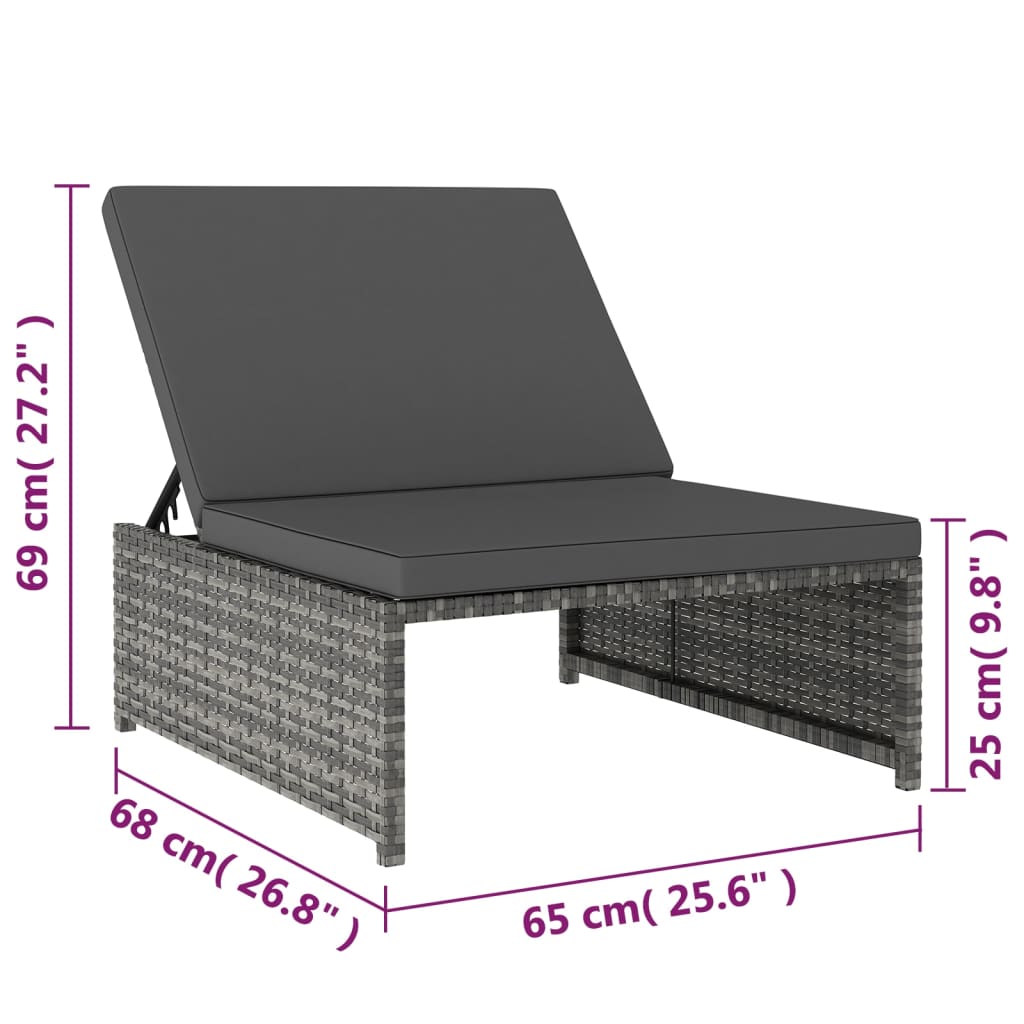 vidaXL Solsängar 2 st med bord konstrotting grå