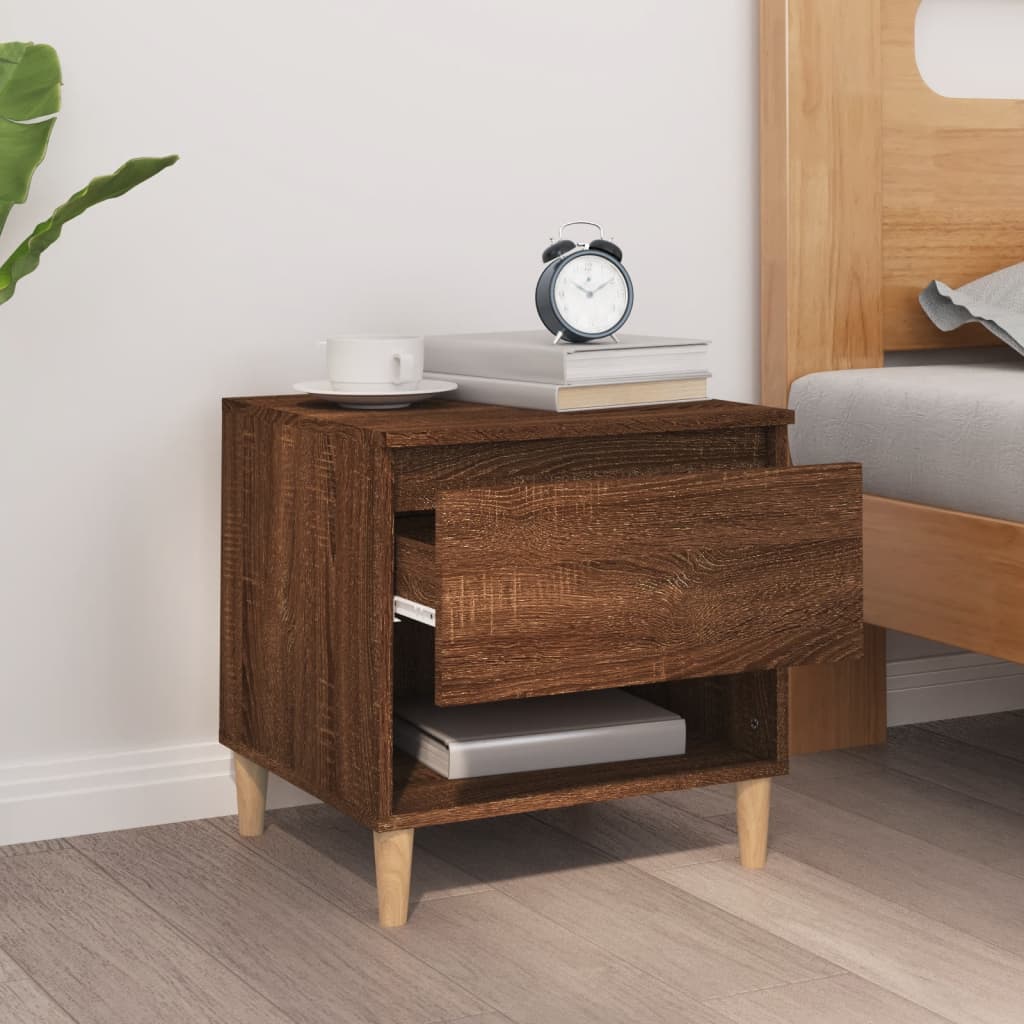 vidaXL Sängbord brun ek 50x46x50 cm konstruerat trä