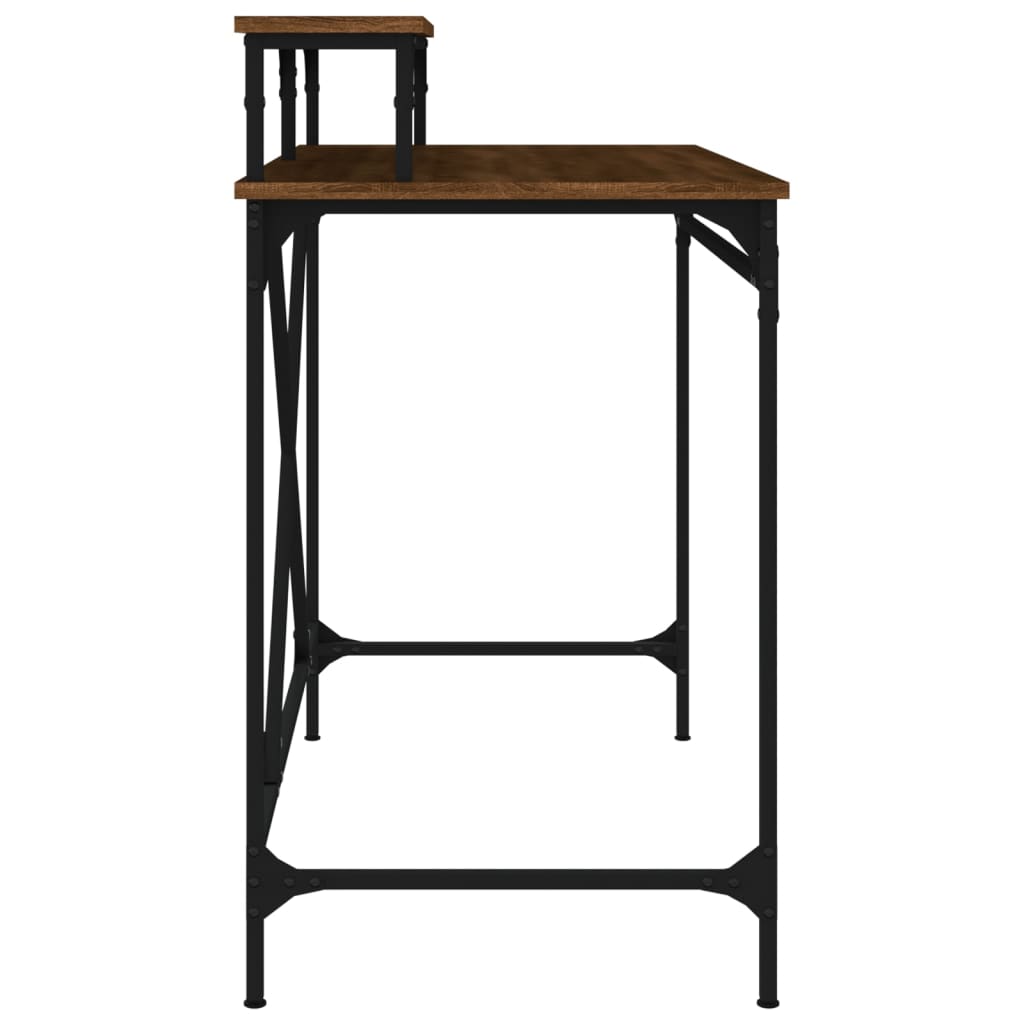 vidaXL Skrivbord brun ek 100x50x90 cm konstruerat trä och järn