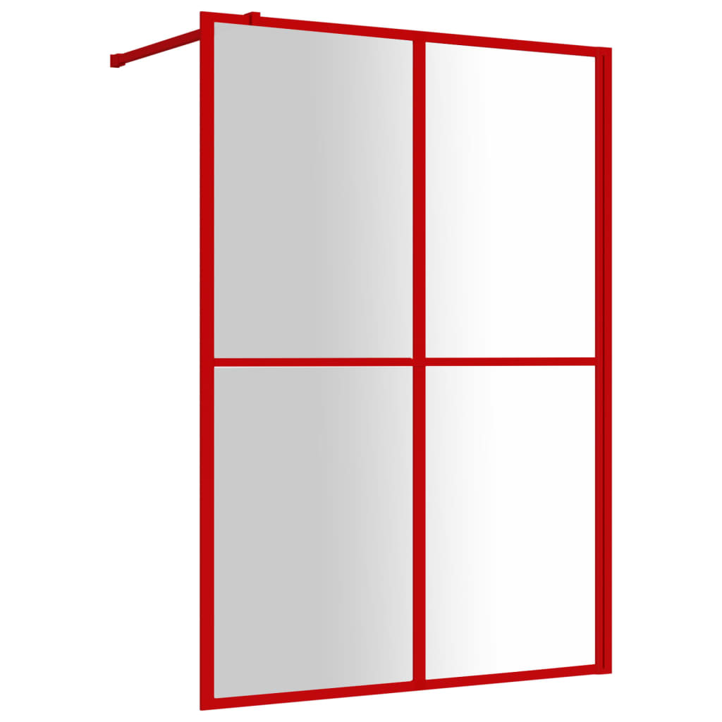 vidaXL Duschvägg med klart ESG-glas röd 140x195 cm